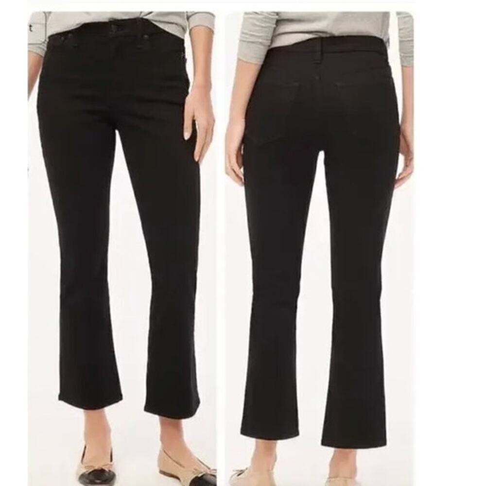 J. Crew Mid Rise Jeans Flare Crop Black Denim NWT 28P